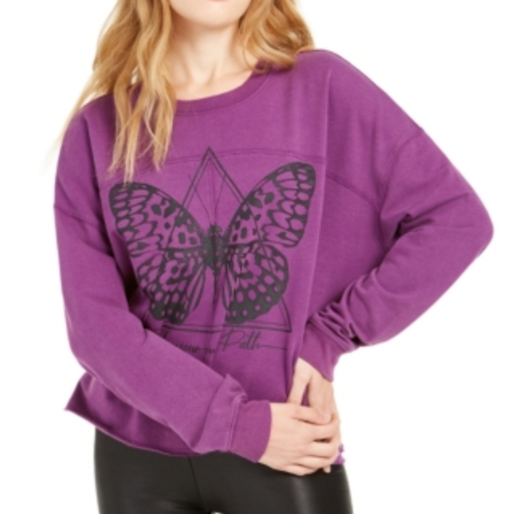 Rebellious One Butterfly Graphic Sweatshirt - Juniors'